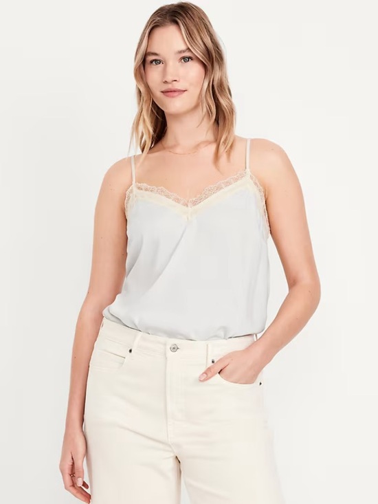 Old Navy Tops - Old Navy Lace-Trim Satin Camisole - Ivory